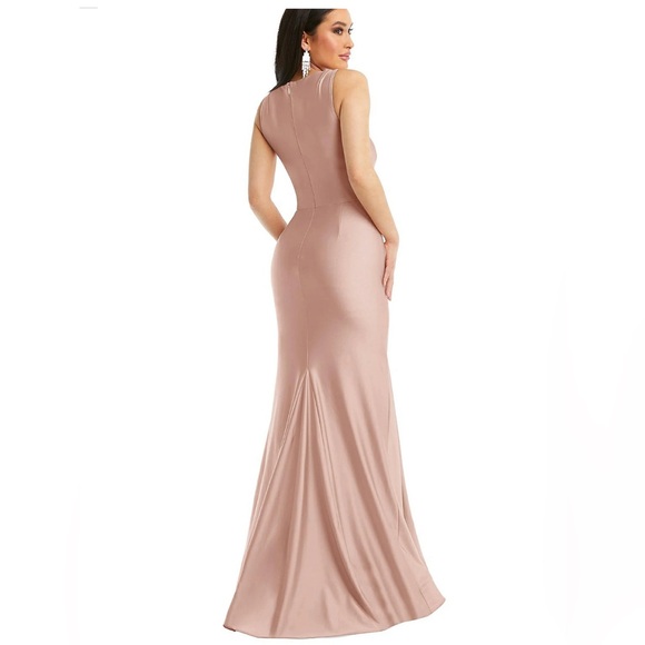 CYNTHIA & SAHAR FREYA CS113 DESSY DRESS MEDIUM NEW NWT TOASTED SUGAR SQUARE NECK - Picture 2 of 6